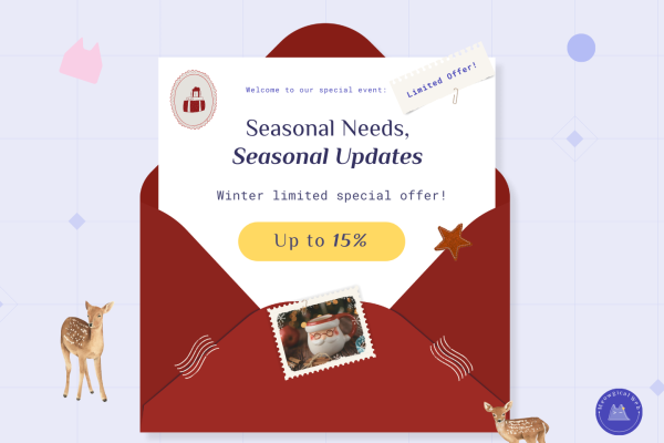 Seasonal website banner promoting holiday offers for a pet business with festive design elements.
