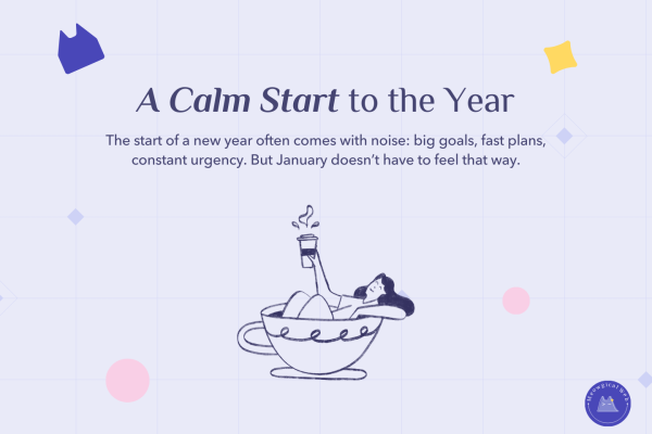 Person relaxing in bathtub with coffee representing calm start to new year