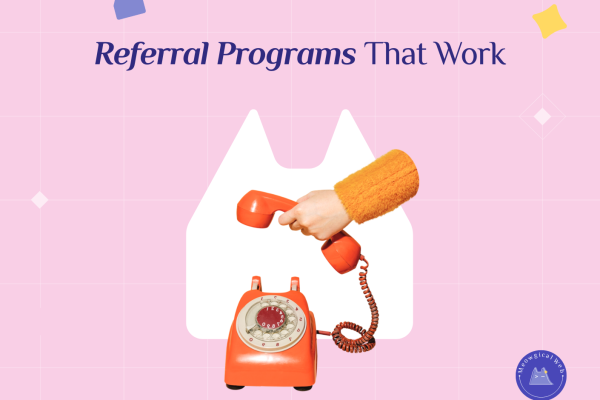 Vintage orange telephone with handset off hook representing referral programs and word of mouth marketing for pet businesses