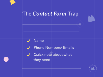 Simple website contact form showing three essential fields name phone email and message for lead capture best practice