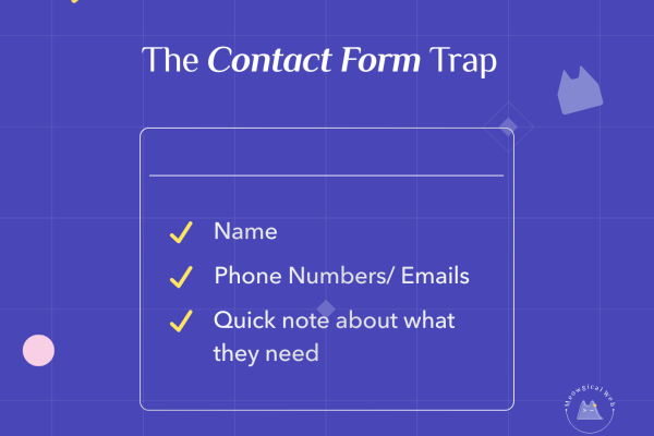 Simple website contact form showing three essential fields name phone email and message for lead capture best practice