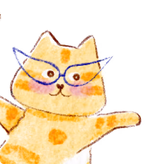 Illustrated ginger cat wearing blue glasses