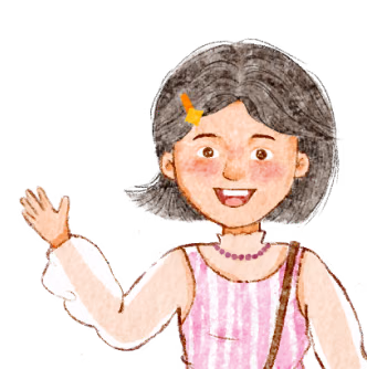 Illustrated woman waving hello