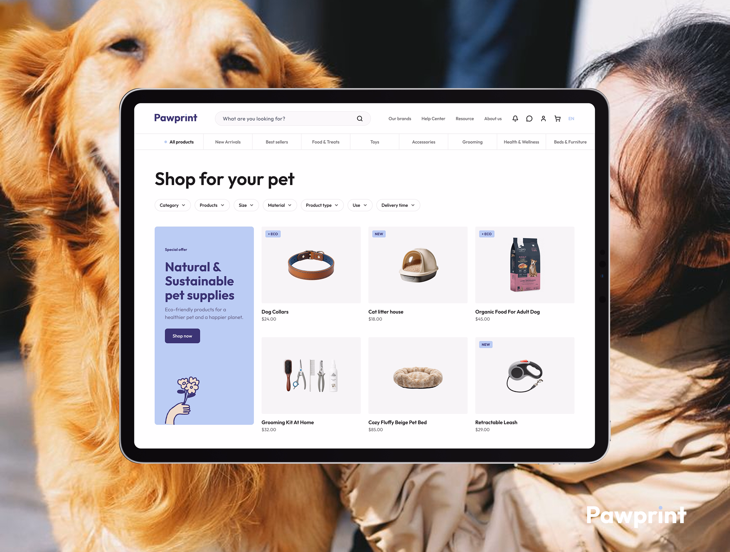 Pet care website showcase card 4